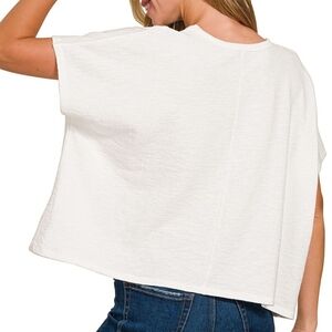 BB68 White Cotton Slub Oversized Tee